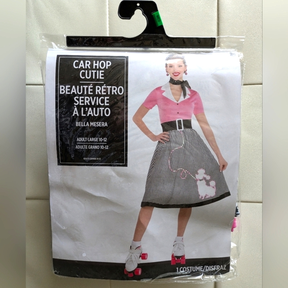 Car Hop Cutie Costume with Pink Top and Checkered Skirt